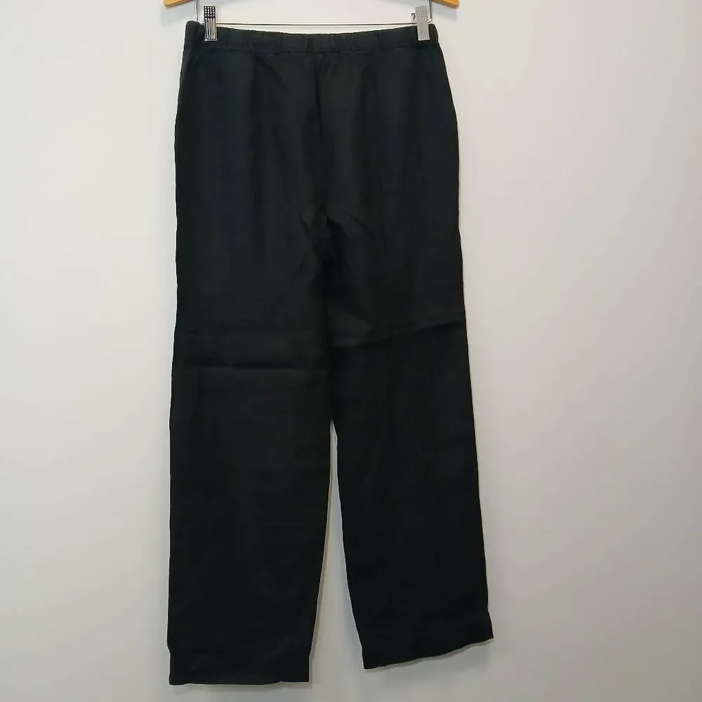 Quince womens small wide leg 100% linen pants black